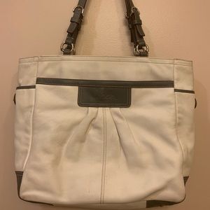 White leather Coach Tote